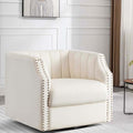 Swivel Barrel Chair Set of 2 Upholstered with Brass Rivets Y706866