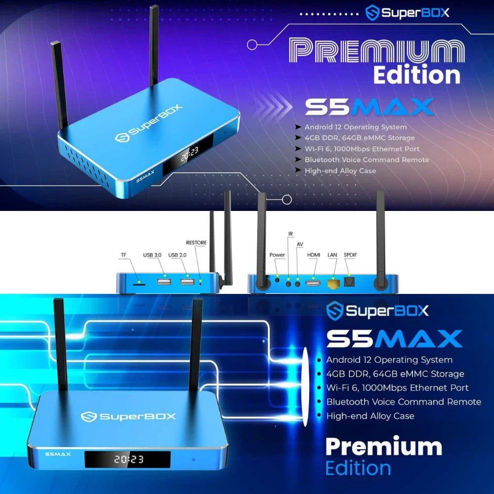 Super bundle Box S5 Max 8K HDMI, Backlit keyboard Remote with voice remote Control X68369