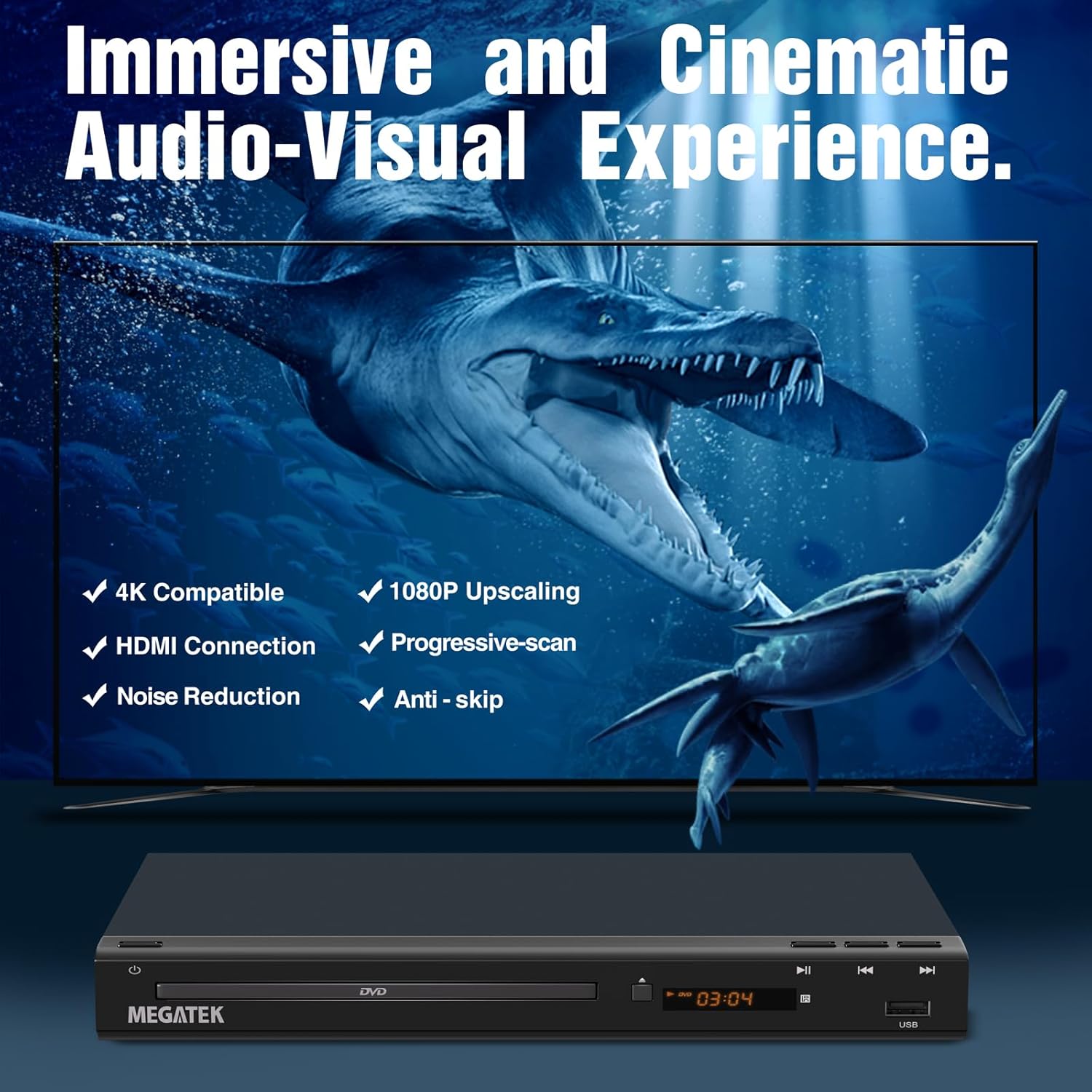 Region-Free DVD Player with HDMI, USB Port, Metal Casing, Remote A32083