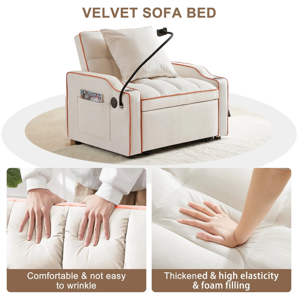 Beige Sleeper Chair Bed R586
