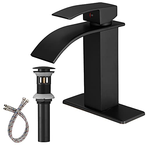 Oil Rubbed Bronze Waterfall Single Hole Bathroom Faucet with Pop Up Drain G369