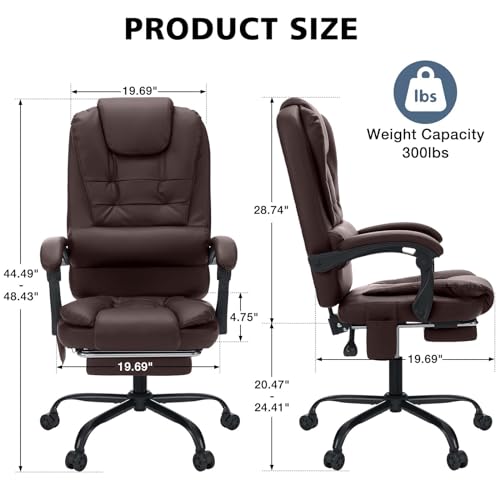 Black Leather High Back Ergonomic Office Chair with Footrest Y592248