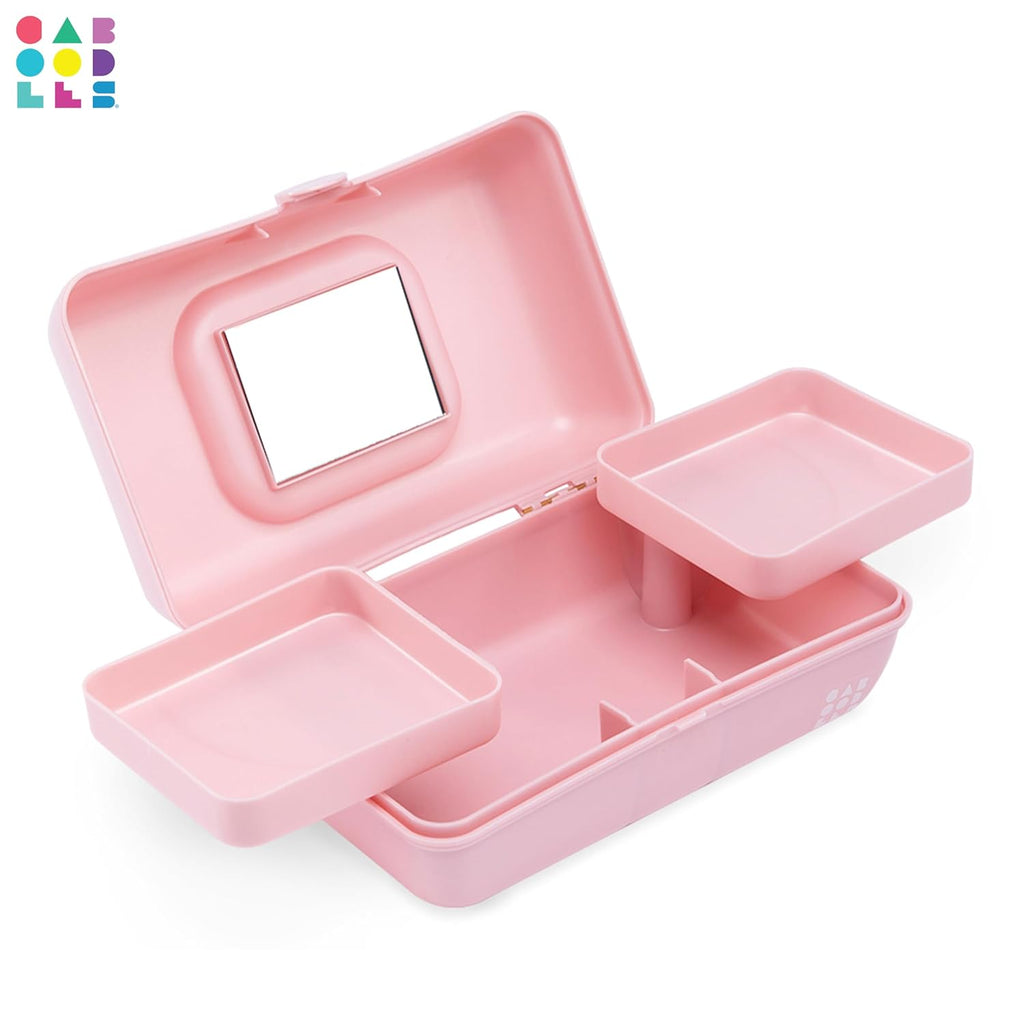 Pink Sparkle Hard Plastic Makeup Box with 2 Swivel Trays C7327