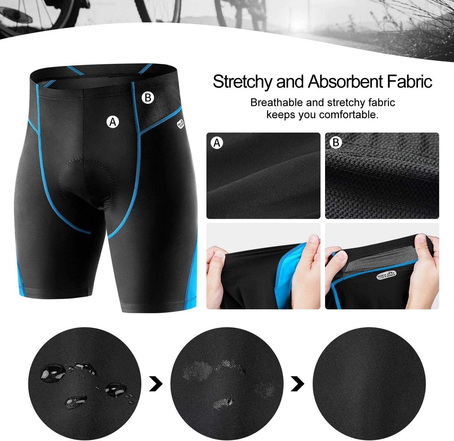 3D Padded Blue Cycling Shorts L6516