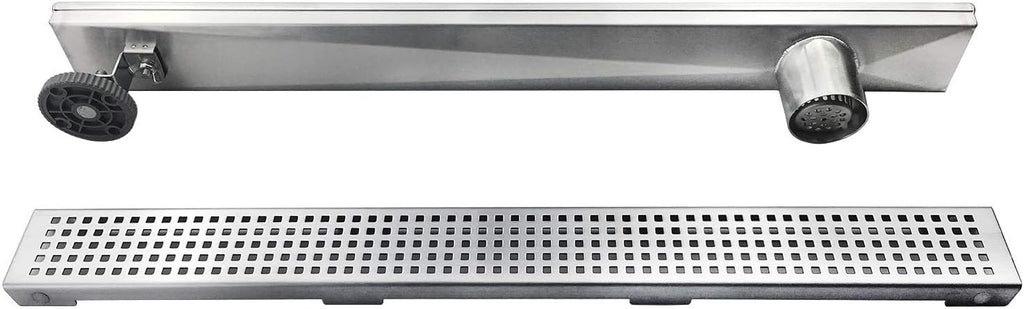 Brushed 304 Stainless Steel Rectangle Linear Shower Drain with Hair Strainer P332