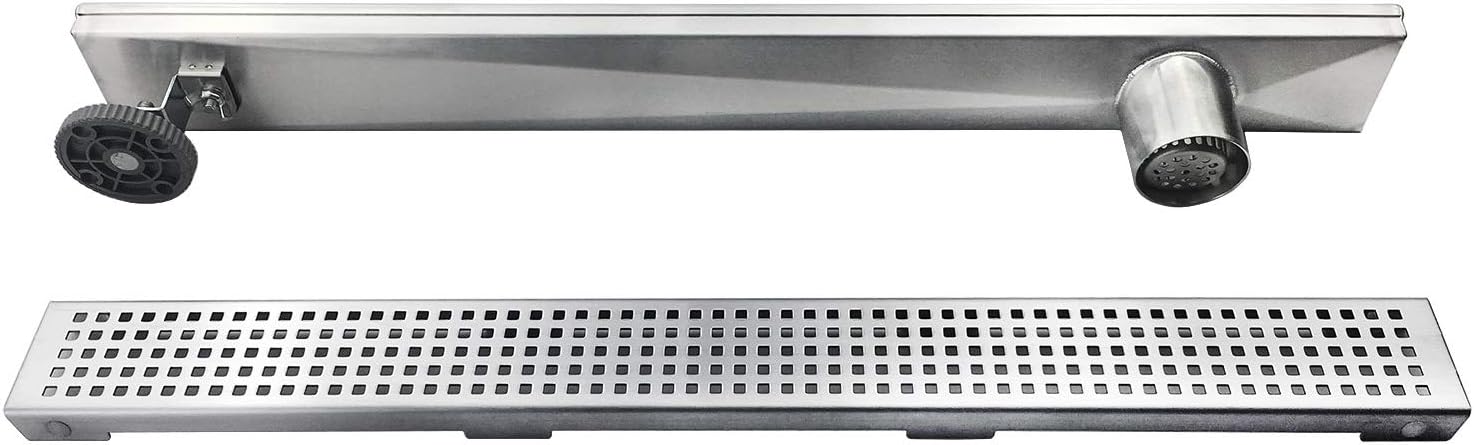 Brushed 304 Stainless Steel Rectangle Linear Shower Drain with Hair Strainer P332