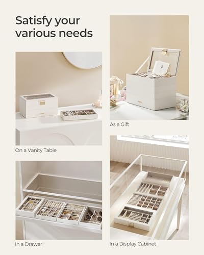 4-Tier Jewelry Box with Glass Lid, Dove Gray A39651