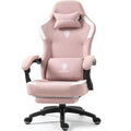 Black Fabric Gaming Chair with Massage Lumbar Support and Footrest W78838