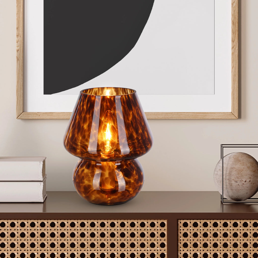 Brown Tortoise 8" Glass Mushroom Lamp X107587
