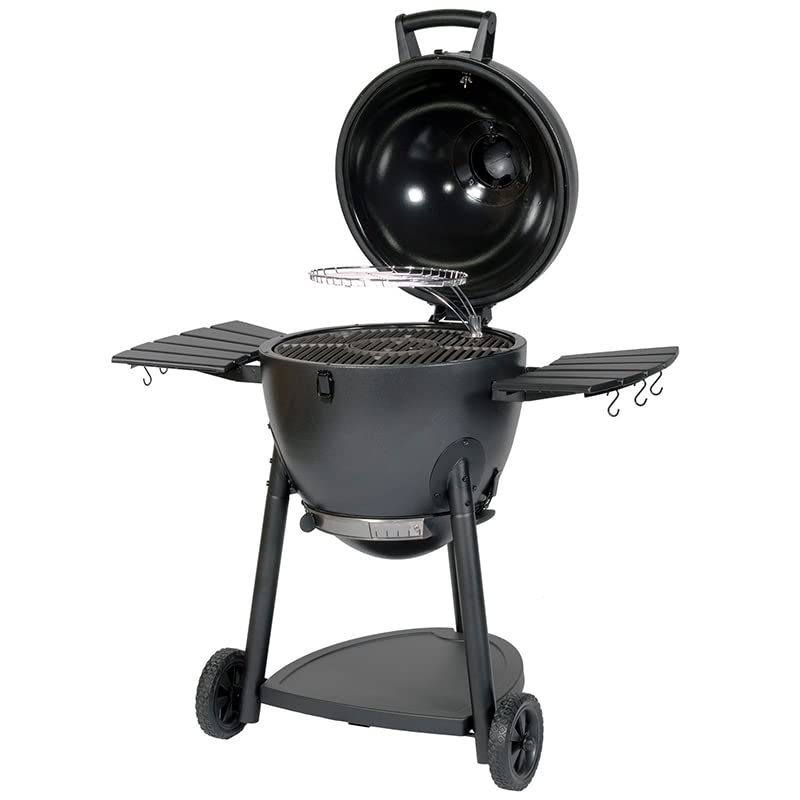 Kamado Charcoal Grill and Smoker with Cast Iron Grates and Locking Lid in Graphite A56345