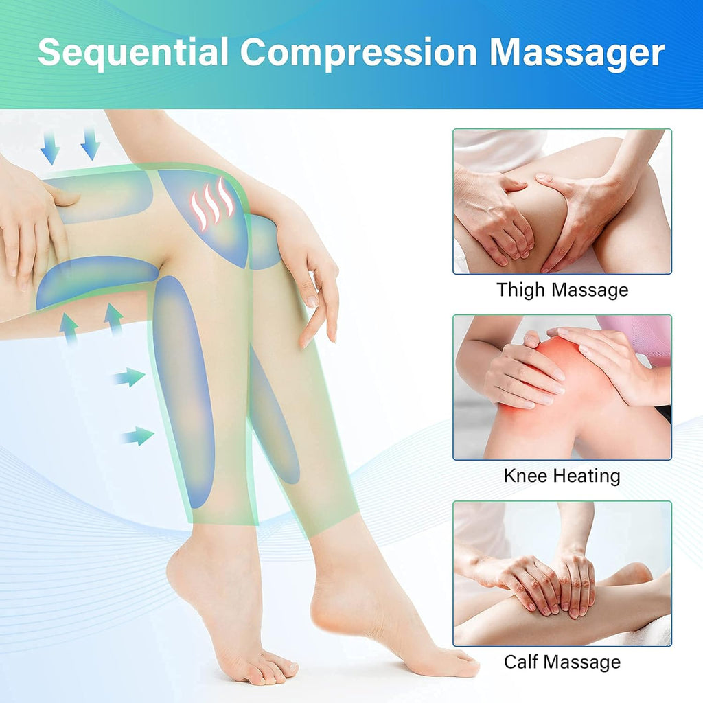 Rechargeable Cordless Air Compression Leg Massager with Heat, 3 Modes 3 Intensities S584651