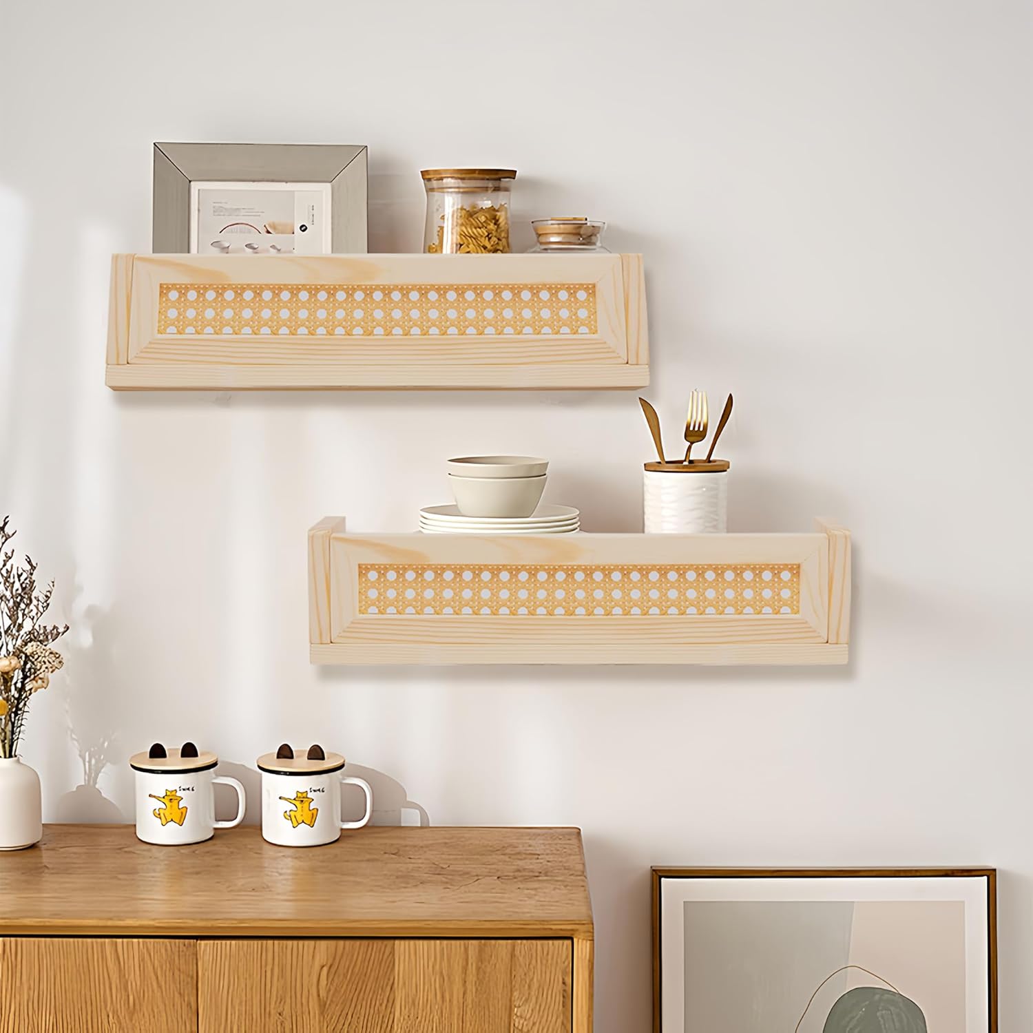 16" Rattan Shelf Set of 3 F158924