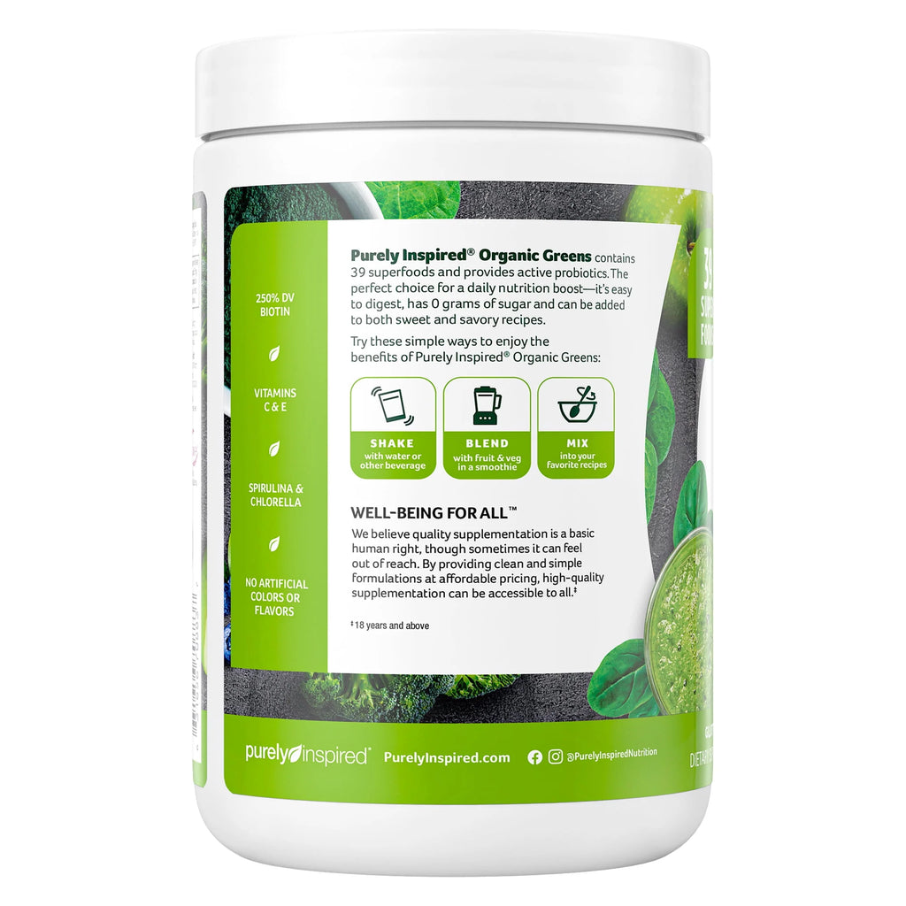 Organic Greens Superfood Supplement Powder Blend, Unflavored, 8.57 oz, 24 Servings Q3420
