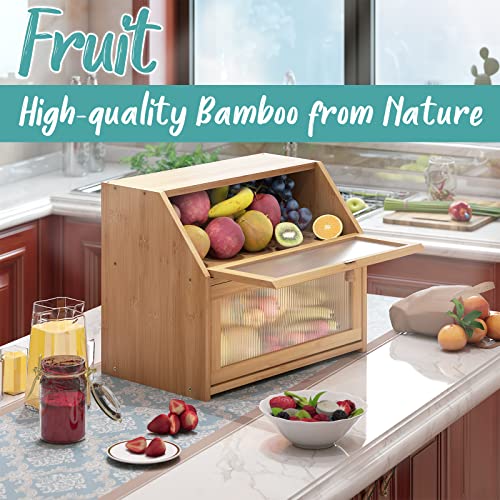 Large Bamboo Wood Bread Box K6296