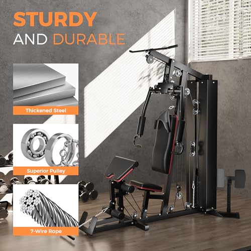 150LBS Weight Stack Home Gym Equipment with Pulley System D327