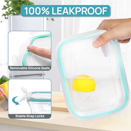15 Pack Glass Food Storage Containers with Airtight Leak Proof Lids A320172