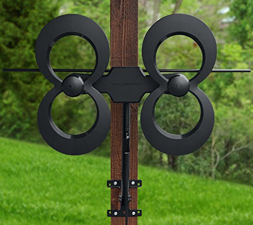 Black Multi-Directional UHF VHF TV Antenna with 20-inch Mast D618