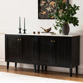 Black Storage Cabinet with Faux Marble Top and Adjustable Shelves D841