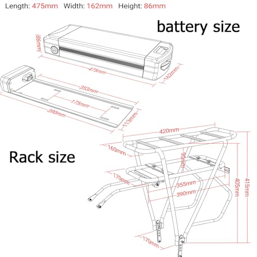 52V 72V 20AH 25AH 28.8AH Waterproof Lithium Battery with Rack C631126