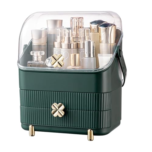 Ivory White 3 Tiers Cosmetic Storage Box with Dust Free Cover and 2 Drawers P7873