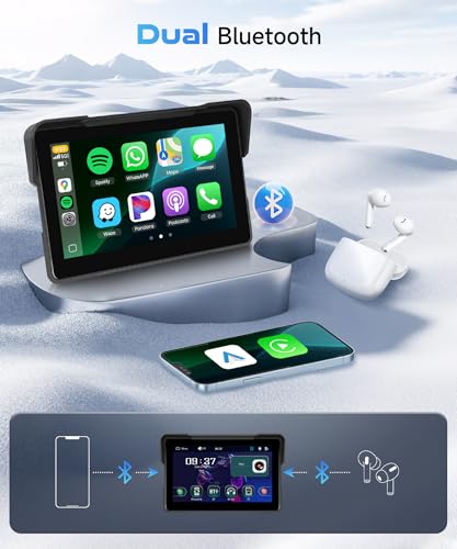 7Inch Motorcycle Carplay Screen, Wireless CarPlay & Android Auto with Waterproof Touchscreen S6764