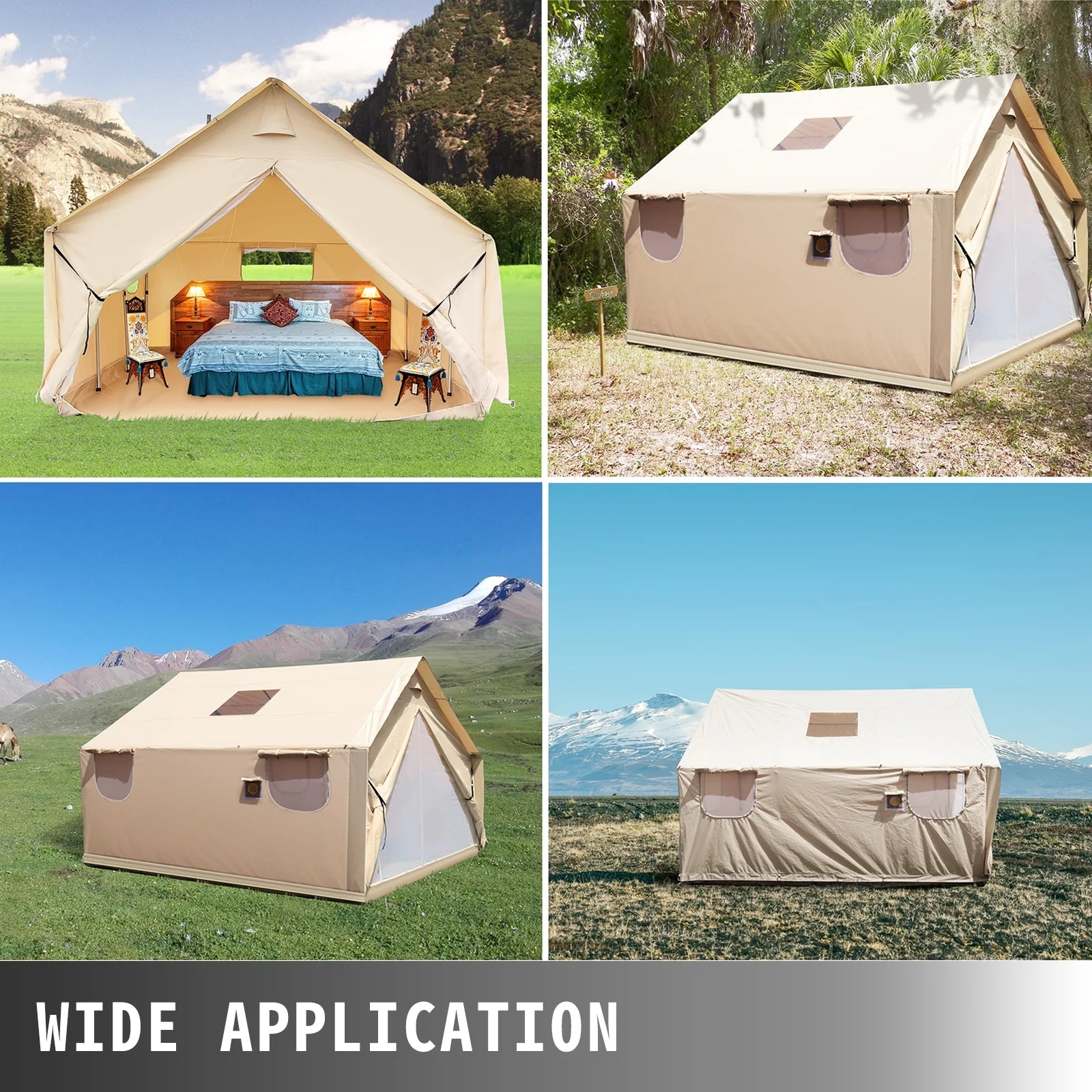 Canvas Wall Tent 10x12ft with PVC Storm Flap Waterproof with Stove Hole K98550