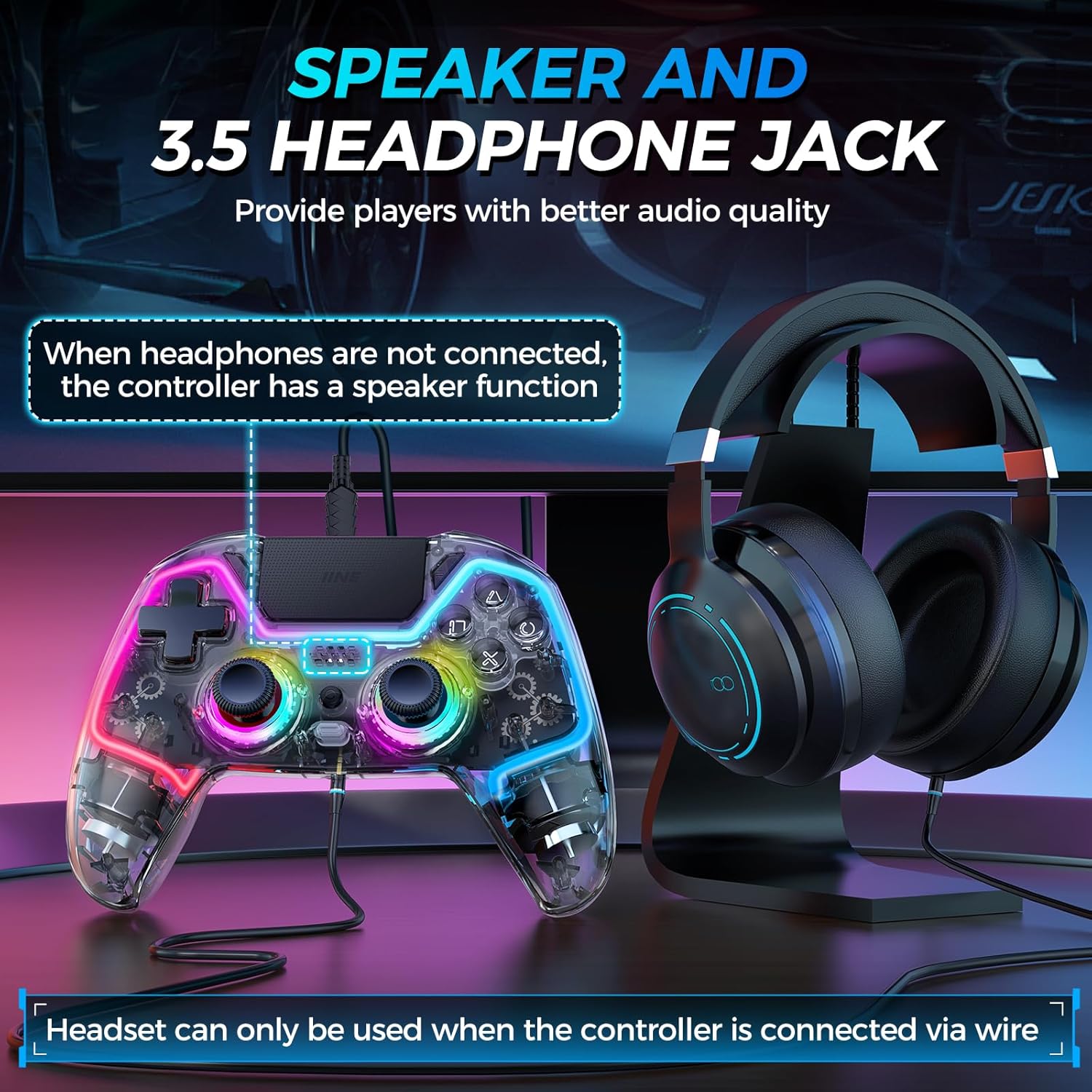 Wireless Controller for PS4 with Hall Effect Joysticks and Triggers H3223