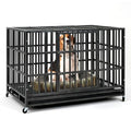 48 Inch Heavy Duty Steel Dog Crate with Wheels and Removable Tray S4564