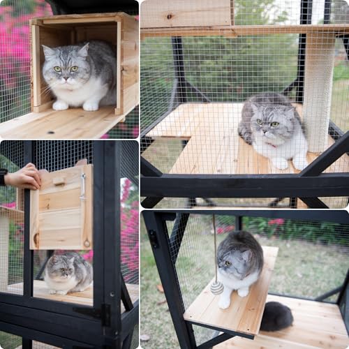 4 Tiers 70.9" H Catio Cat House Outdoor Enclosure with Removable Floor B8747
