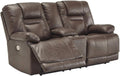 Brown Leather Power Reclining Loveseat R63323