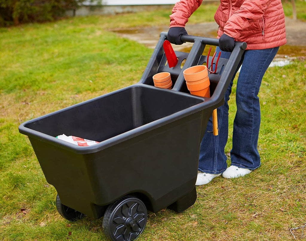 Heavy Duty Wheeled Cart, 4.5 Cubic Feet, 200-pound Capacity Black N93023