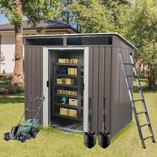 Gray Metal Storage Shed P476