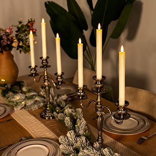 6 Pcs Flameless White LED Taper Candles with Remote Timer X448934