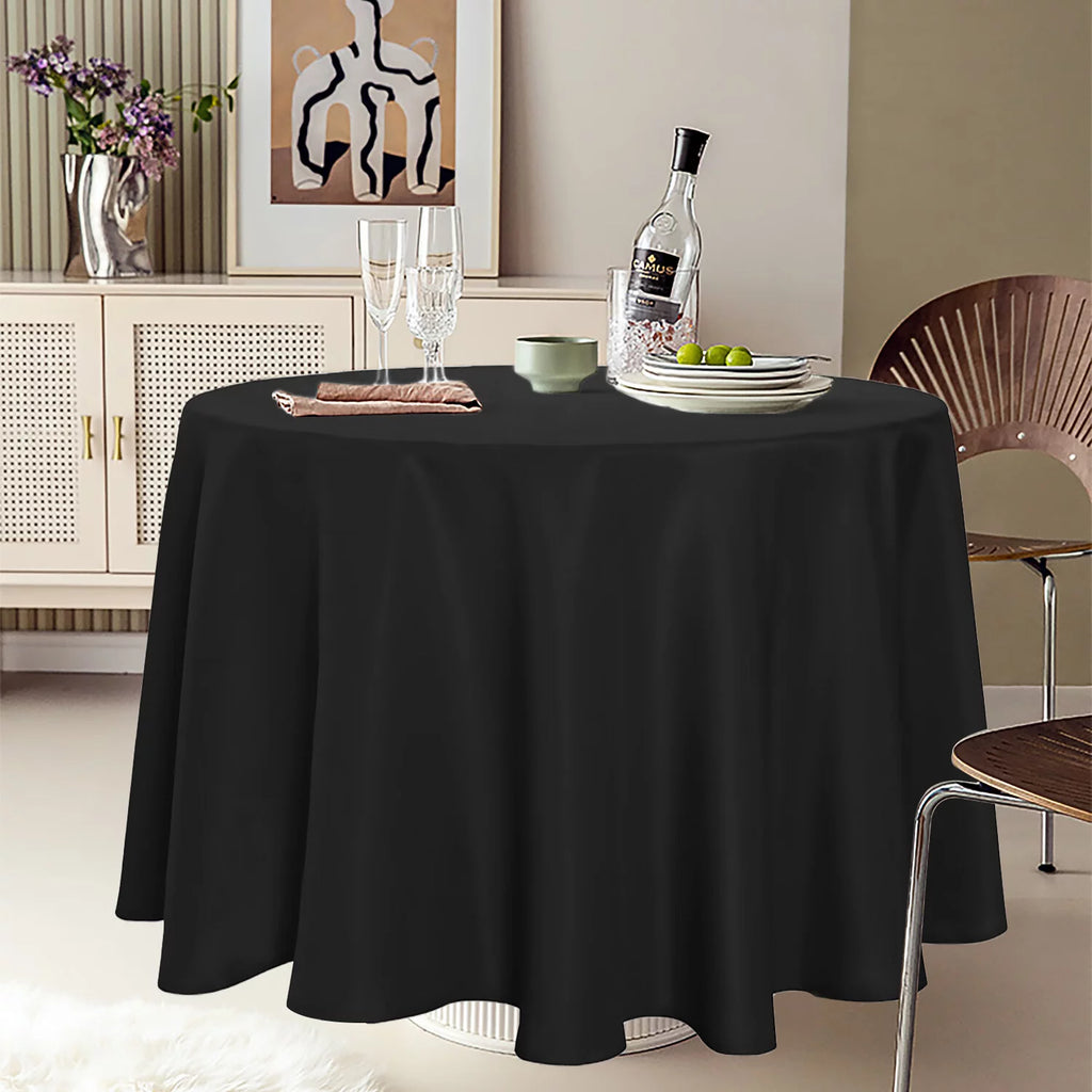 8 Pack Black 120 inch Round Polyester Table Cloth N873