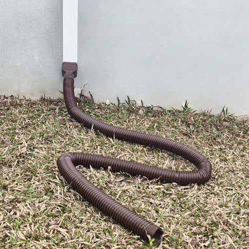 2" ID 8.5ft Brown Flexible Downspout Extension Pipe, 2-Pack I6021