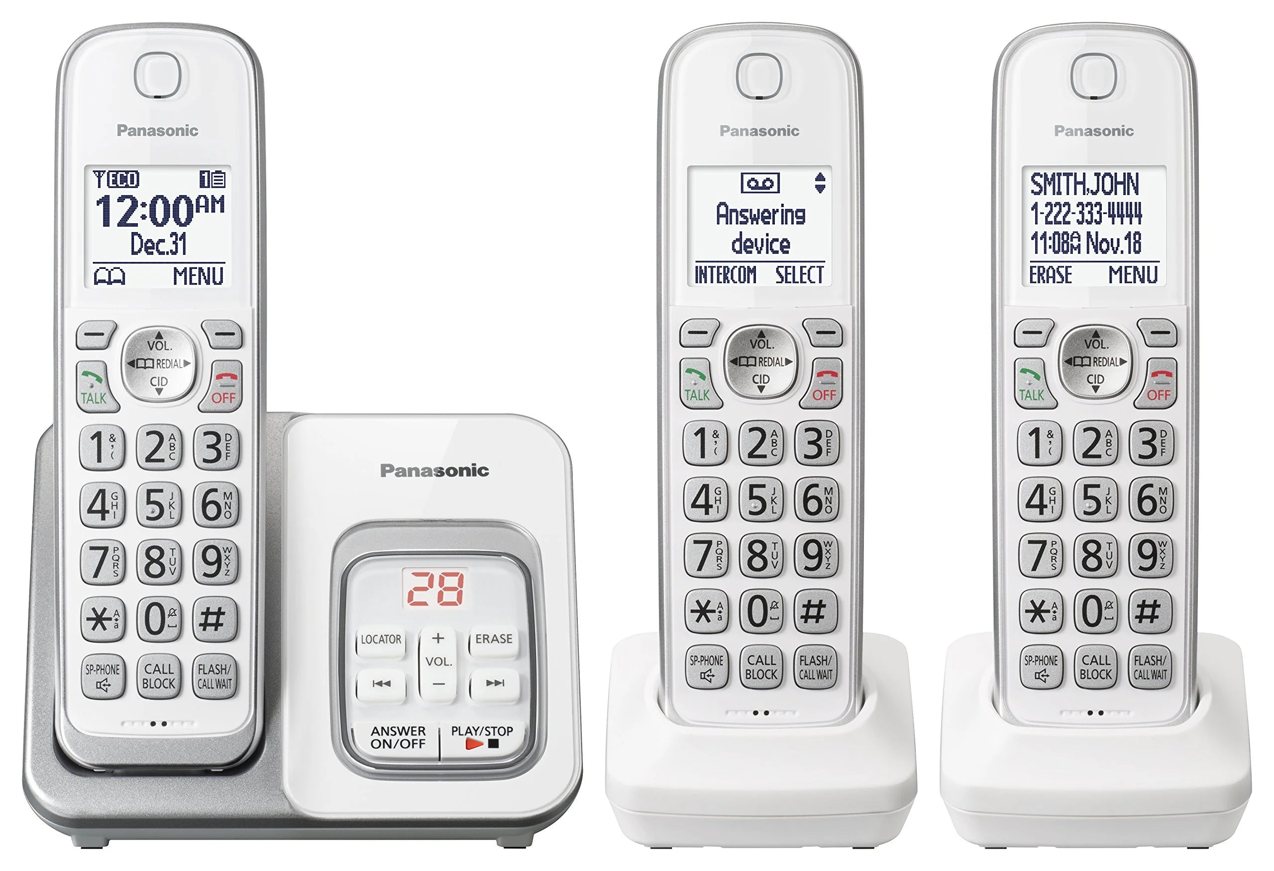 Expandable Cordless Phone System with Answering Machine and Call Block - 3 Cordless Handsets T487