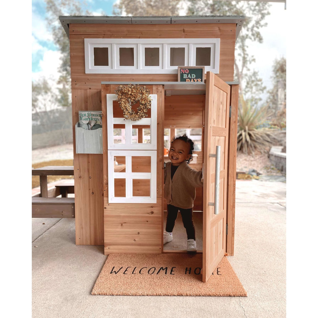Modern Outdoor Wooden Playhouse with Picnic Table S267323