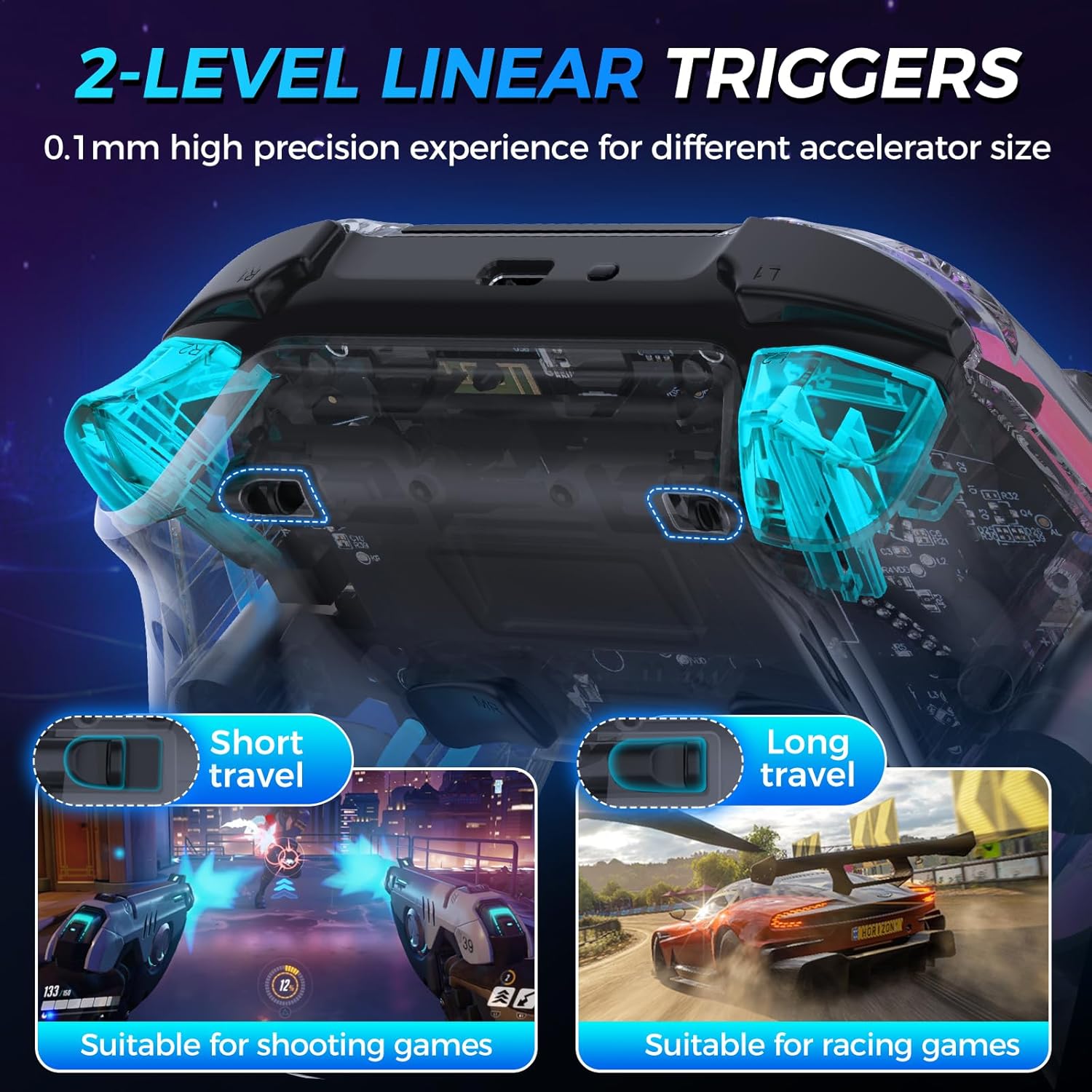 Wireless Controller for PS4 with Hall Effect Joysticks and Triggers H3223