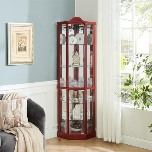 Lighted Corner Curio Cabinet with Glass Doors Q7459