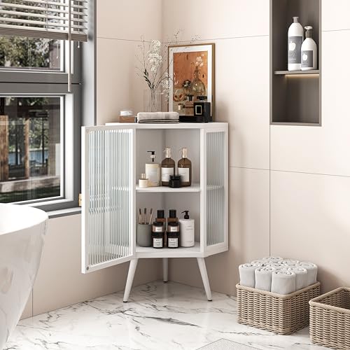 22.25" Glass Display Cabinet with Tempered Glass Door & Storage Shelves (2 Tier-Black) I74387
