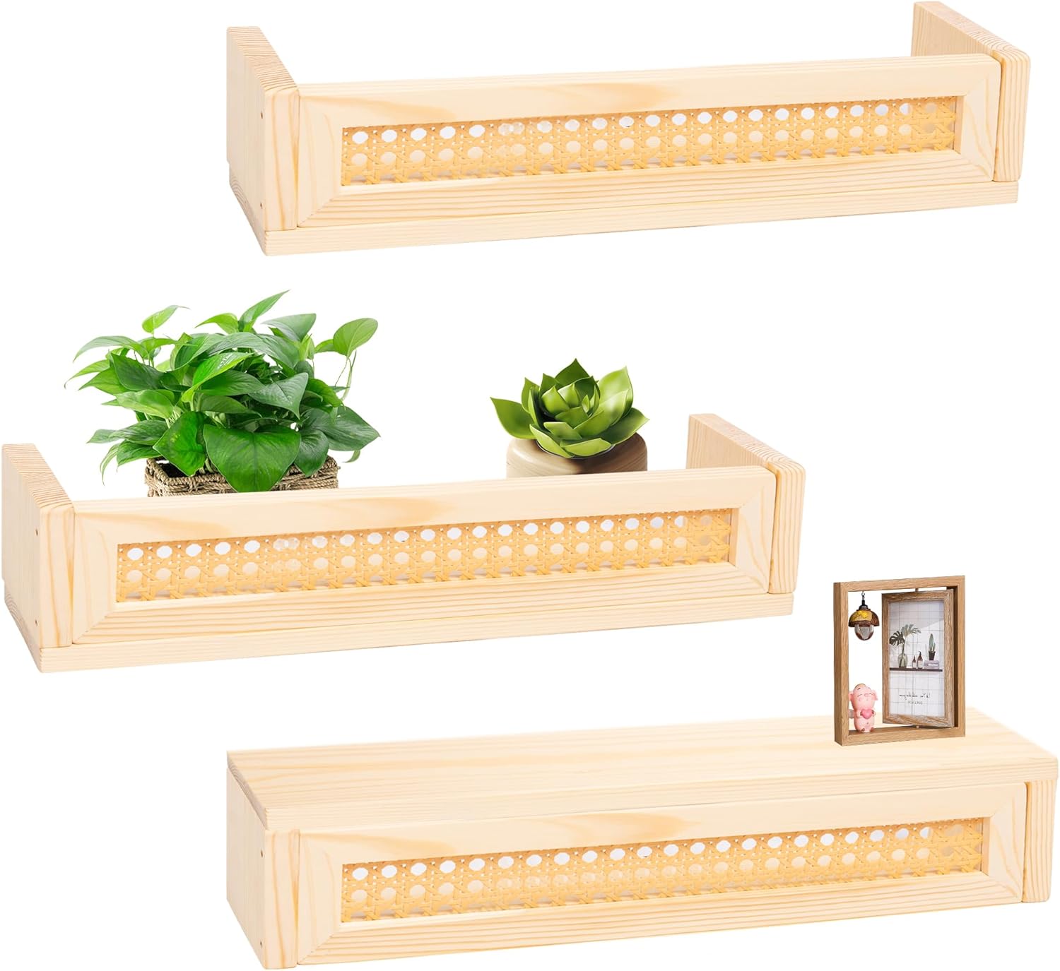 16" Rattan Shelf Set of 3 F158924