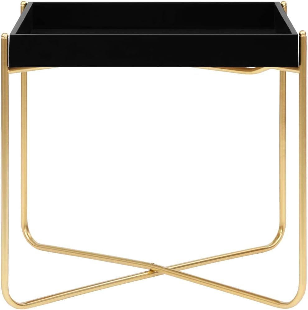 Black and Gold 15"x15"x15.2" MDF Side Table Q282