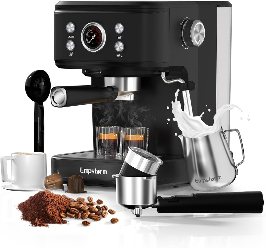 Black 20 Bar Espresso Coffee Machine with Milk Frother X5383