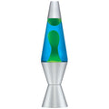14.5-Inch Silver Base Lamp with Yellow Wax in Blue Liquid P544