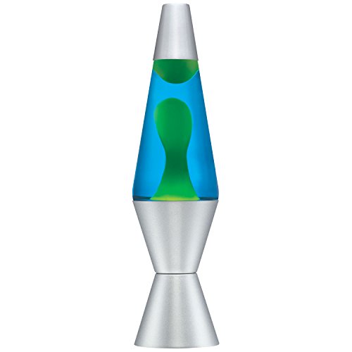 14.5-Inch Silver Base Lamp with Yellow Wax in Blue Liquid P544