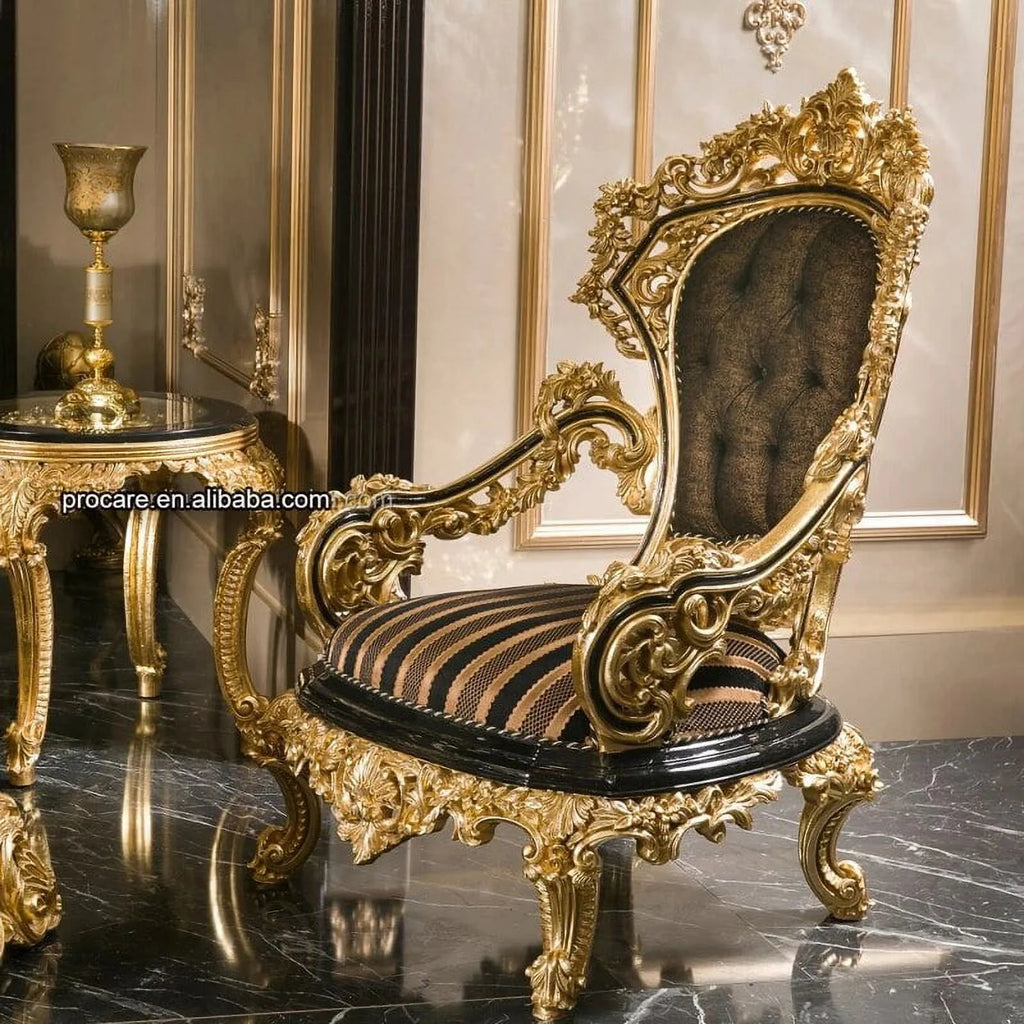 Black Gold Hand Carved Sofa Set S88480