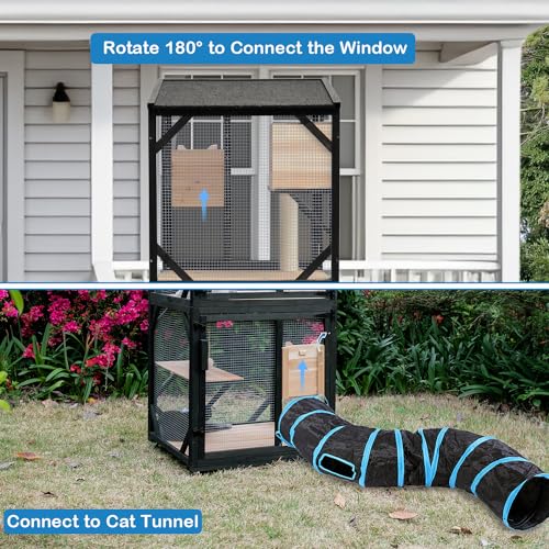 4 Tiers 70.9" H Catio Cat House Outdoor Enclosure with Removable Floor B8747