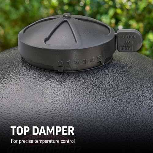 Kamado Charcoal Grill and Smoker with Cast Iron Grates and Locking Lid in Graphite A56345