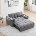 3 in 1 Sleeper Sofa Pull Out Bed, Velvet Convertible SofaBed, 55" Loveseat with Adjustable Backrest, Gray T7512
