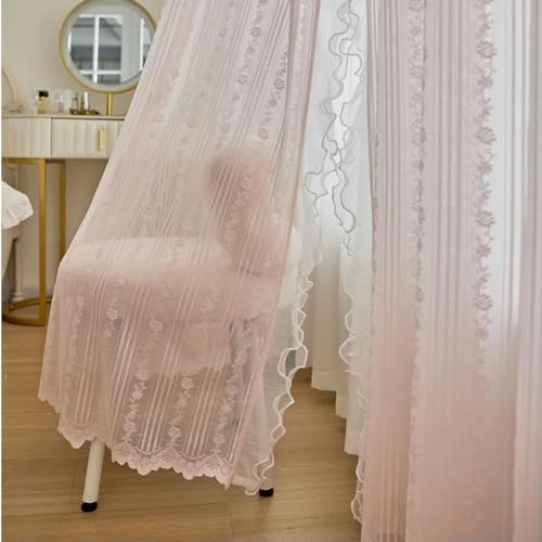 Sheer Pink Ruffle Curtains B300611